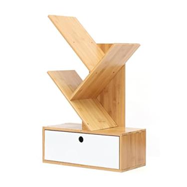 Imagem de KIZQYN Estante pequena estante de livros, organizador de livros de mesa estante de chão, pode colocar livros organizador de mesa estante de armazenamento de escritório (tamanho: 1)