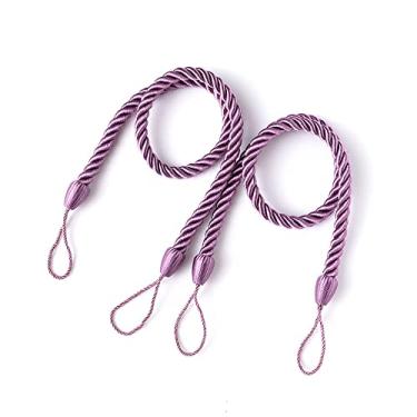 Imagem de Laços de cortina estilo escandinavo simples Laços de corda enrolados firmemente tecidos DIY prendedores de cortina, T10,4 pcs