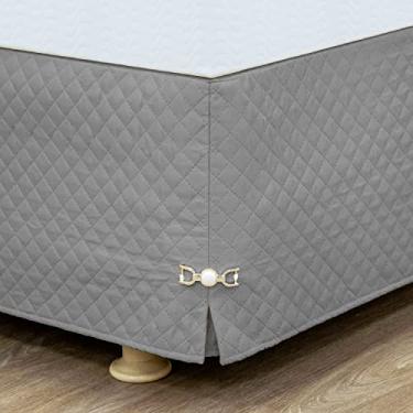 Imagem de Saia para Cama Box King Matelada com Pingente - Cinza (Cinza, King)