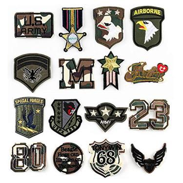 Imagem de Emblema tático dos EUA, 16 peças de roupas militares, adesivos de bordado, aplique moral, ferro em chapas, para chapéu, bolsas, camisetas, uniformes, mochilas, decorações