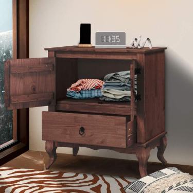 Imagem de Cômoda Rústica Pequena Madeira Maciça Pés Luis XV Marrom  Shop JM
