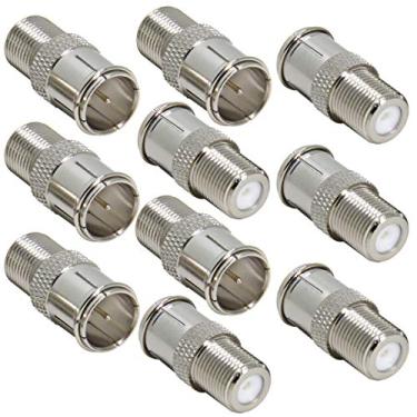 Imagem de Adaptador de conexão rápida tipo F, pacote com 10 conectores Ullnosoo F macho para fêmea para cabo coaxial RG58, RG59, RG6, RG11