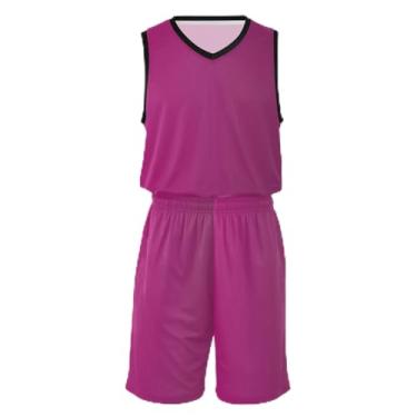 Imagem de CHIFIGNO Camiseta de basquete infantil jeans pálida, respirável e confortável, camiseta de treino de futebol 5T-13T, Dégradé vermelho rosa, P
