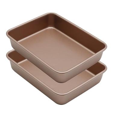 Imagem de UOIENRT 2-Pack 9 x 7-Inch Baking Pan, Rectangle Cake Brownie Baking Pans, Stainless Pan for Small Toaster Oven