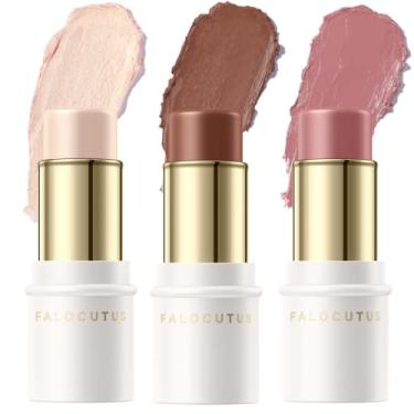 Imagem de FALOCUTUS 3 Pcs NEUTRAL Contour Stick Set,Cream Blush & Highlighter Bronzer Pen,Long Lasting & Smooth Natural Face Contouring Illuminator,Professional Makeup Kit for All Skin