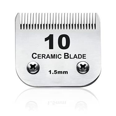 Imagem de AIJALY 10 lâminas de cuidados para cães compatíveis com Andis/Wahl/Oster Pet Clippers AG AGC cerâmica afiada tamanho 10, comprimento de corte de 1/40.6 cm (#10 lâmina/1 peça)