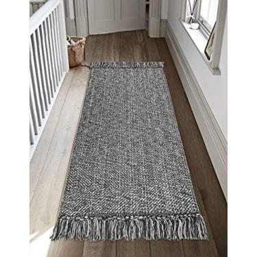Imagem de Collive Tapete de corredor de corredor, tapetes de entrada laváveis reversíveis tecidos à mão de 6 x 1,8 m, cinza algodão moderno, casa de fazenda, lavanderia, carpetes longos para banheiro, pia, hall