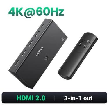 Imagem de USBHUB HDMI UGREEN 2.1 2.0 8K Switch 3 em 1 Out com Controle Remoto 8K