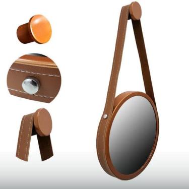 Imagem de Espelho Redondo 50CM Adnet Decorativo em Alumínio Cobre Com Alça Caram