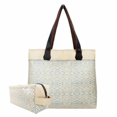Imagem de Bolsa Feminina e Necessaire Casual Azul-Marfim Magicc Bolsas