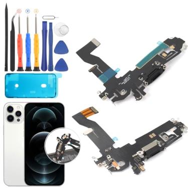 Imagem de Conector Dock para iPhone 12 Porta de Carregamento Flex Substituição para iPhone 12 Pro USB Carregador Dock Board Conector com Ferramentas (Preto)