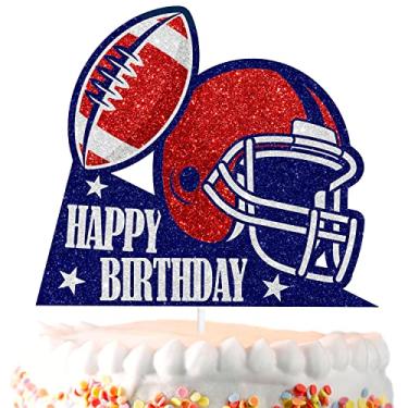 Imagem de Rugby Cake Topper Athlete Happy Birthday American Football Helmet Decoration, Sports Party Touchdown Party, Boy and Girl Athlete Happy Birthday Decoration, Birthday Gift for Kids. SugarGera