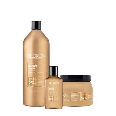 Imagem de Kit Redken All Soft Shampoo Máscara 500 Óleo Capilar (3 produtos)