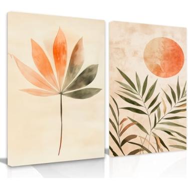 Imagem de Kit 2 Quadros Decorativos Canvas 60x90 cm, Abstrato Boho, Arte Para Quarto, Sala, Corredor