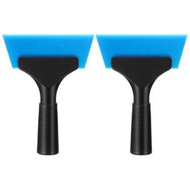 Imagem de Baderke Pacote com 2 rodos pequenos de 12 cm, lâmina de borracha para janela, mini limpador, com alça antiderrapante, para para-brisa de janela de carro, espelho, porta de vidro, azulejo, chuveiro