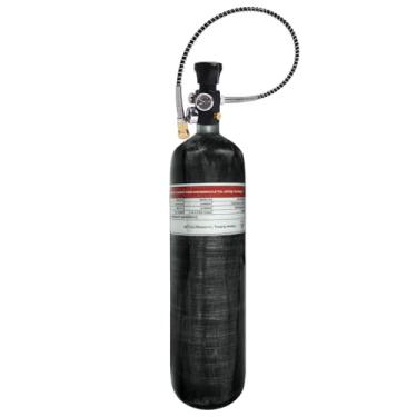 Imagem de TUXING Tanque de ar HPA de Paintball de fibra de carbono 4500psi 3L/183Cu com sistema de ar PCP válvula de calibre duplo e bolsa de transporte (tanque de ar de 3L pcp + válvula de calibre duplo)