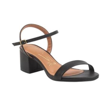 Imagem de Sandália Vizzano Salto Médio Quadrado Feminina Preto, Preto, 37