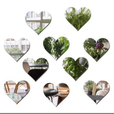 Imagem de Espelho Em Acrílico Decorativo Kit 38 unidades Coração 3cm  Quarto Sal