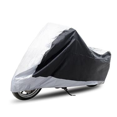 Imagem de Capa de motocicleta Uxcell L 180T para chuva e poeira prata e preto ao ar livre UV à prova de chuva 86" para Honda Victory Kawasaki Yamaha Suzuki Harley Davidson