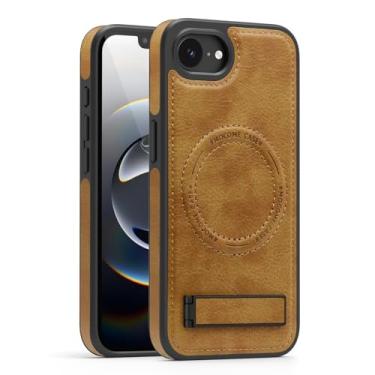 Imagem de Lunivop Capa para iPhone 16e 2025 [compatível com Magsafe] Suporte de couro de carregamento sem fio, suporte magnético, proteção robusta para iPhone 16e, capas de telefone melhor marrom