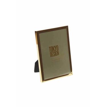 Imagem de Porta Retrato em Metal e Vidro 10x15 Moldura Lisa - Tokyo Desing, Dour