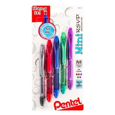 Imagem de Pentel Mini caneta esferográfica R.S.V.P. linha média, cores de tinta sortidas, pacote com 5 (BK91MNBP5M)
