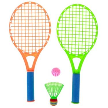 Imagem de Peteca Kit de Raquetes de Praia, 2 Raquetes com Bola e Peteca, Laranja e Verde