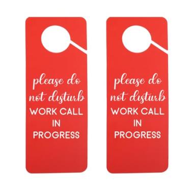 Imagem de 2 peças chamada de trabalho em andamento gancho de porta zoom placa de chamada trabalhando em casa placa de porta decoração de escritório doméstico (chamada de trabalho)