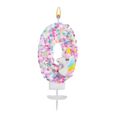 Imagem de Vela com Número Unicórnio, Glitter Lantejoulas Vela com Número Aniversário Topo de Bolo Unicórnio Decorações Aniversário para Meninas Chá de Bebê Celebrações Temáticas (0)