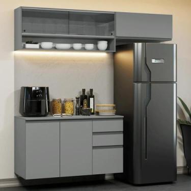 Imagem de Armário De Cozinha Compacta Suspenso 200cm Nice Madesa Xa12 Cinza