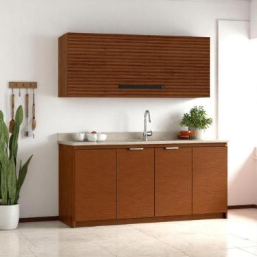 Imagem de Armário Refrigerador 700 Lapis Nogueira Ripado - Mobiliar Home Shop