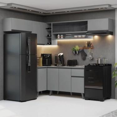 Imagem de Armário De Cozinha Completa De Canto 405cm Nice Madesa 06 Cinza