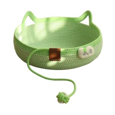 Imagem de IEUDNS Cama para gatos com corda trançada, cesto de dormir, arranhador para gatinhos, sofá com bola de corda para gatos brincarem em ambientes internos, M