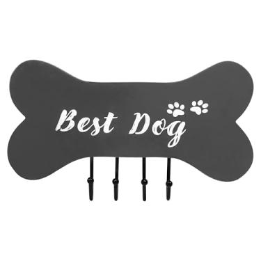 Imagem de DEVLA Porta-chaves de parede para casa de fazenda - Cabide decorativo para coleira de cachorro e cabideiro de parede com 5 ganchos exclusivos - Organizador de acessórios para cães para decoração de