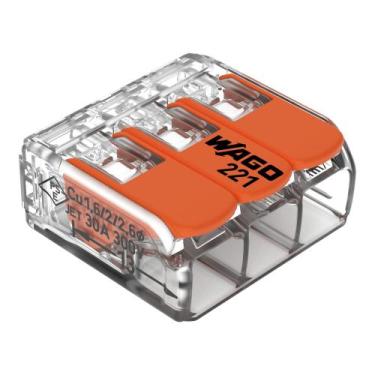 Imagem de Conector de Emenda 3 Polos 41A Para Cabos de 0,5 a 6mm 221-613 Wago