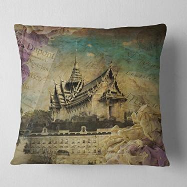 Imagem de Sala de estar contemporânea Designart estilo vintage Sky Castle', sofá, almofada de alta qualidade + capa de almofada impressa em ambos os lados 66 cm x 66 cm