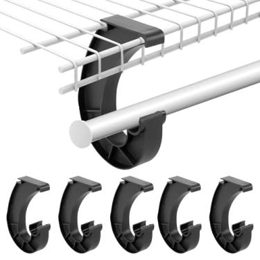 Imagem de FALESOUL 6 suportes de varão de armário, suporte de haste de prateleira de armário 3/4, suportes de armário resistentes em forma de J para pendurar roupas, armazenamento de armários e cortina, soquete