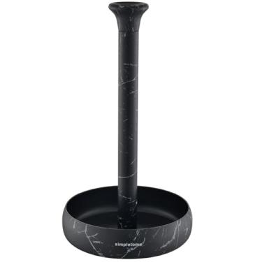 Imagem de simpletome Suporte de toalha de papel para bancada, uma mão, mantenha-o enrolado com base ponderada (mármore preto)
