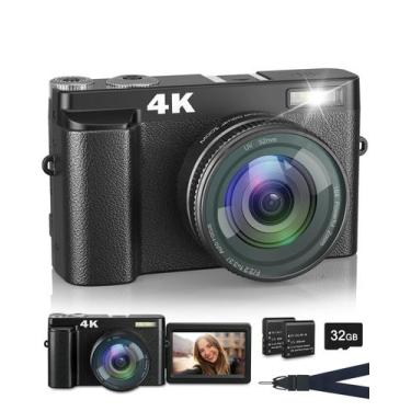 Imagem de Câmera digital ToaSuite 4K 48MP com Flash, zoom 16X, cartão de 32GB - 