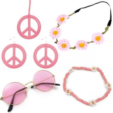 Imagem de Conjunto de acessórios de fantasia Hileyu Hippie dos anos 60 e 70 para