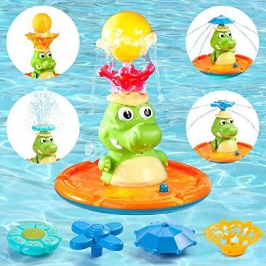 Imagem de Brinquedos de banho do bebê, brinquedo do banho da água do crocodilo d