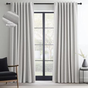 Imagem de Cortinas Topfinel 267 cm, cinza, blackout, linho, dois painéis