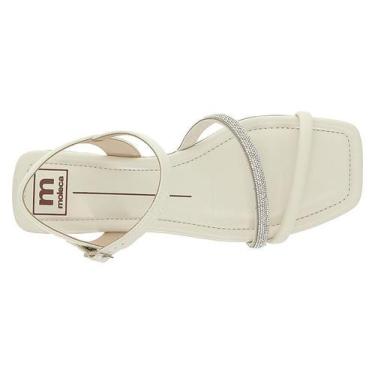 Imagem de Sandália Rasteira Moleca Feminina Com Tiras Finas E Brilho Branco Off,