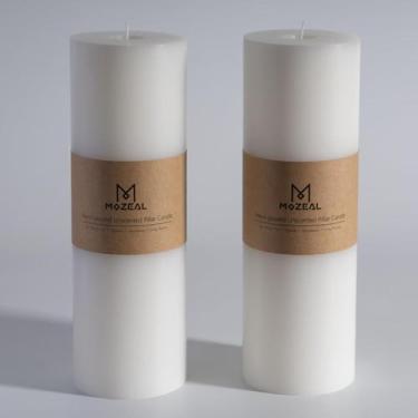 Imagem de Vela MOZEAL 10cm x 30cm branca sem perfume Conjunto de 2