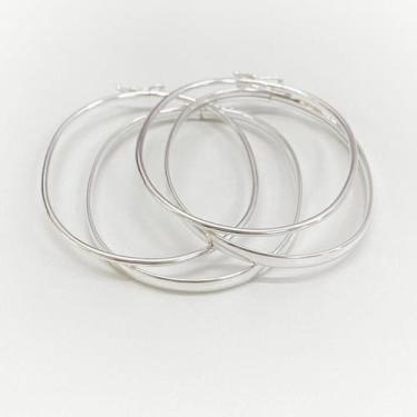 Imagem de 4 Bracelete Pulseira Rigido 4 Mm - 2 Mm Prata Legitima - Lojas La+Ny, 