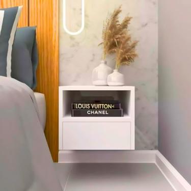 Imagem de Mesa de Cabeceira 30cm Criado Suspenso 100% MDF com Gaveta e Nicho