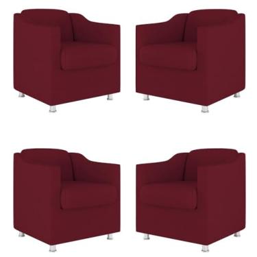 Imagem de Kit 4 Poltronas Tilla Decorativas Consultório Sala Tecido Suede Cor:marsala