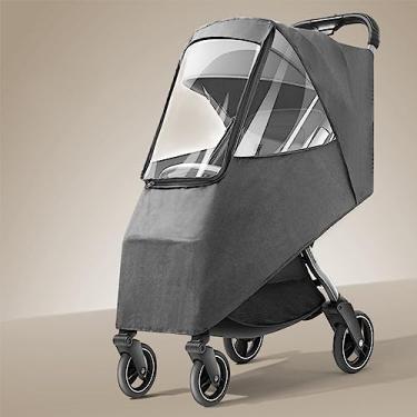 Imagem de AYNEFY Capa de Chuva para Carrinho de bebê, Capa Impermeável Universal, Material Respirável de Algodão Pp, Proteção contra Intempéries para Crianças Passear Ao Ar Livre (Cinza)