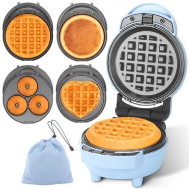 Imagem de Mini máquina de waffles Baker's Friend 4 em 1 azul compacta