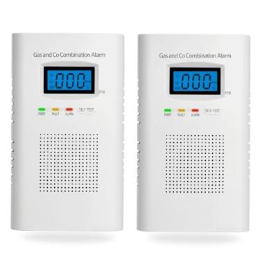 Imagem de Pacote com 2 detectores combinados de gás e monóxido de carbono – Alarme de CO e detector de gás natural com display digital, detector de CO e detector de gás combustível para casa, fácil de ler